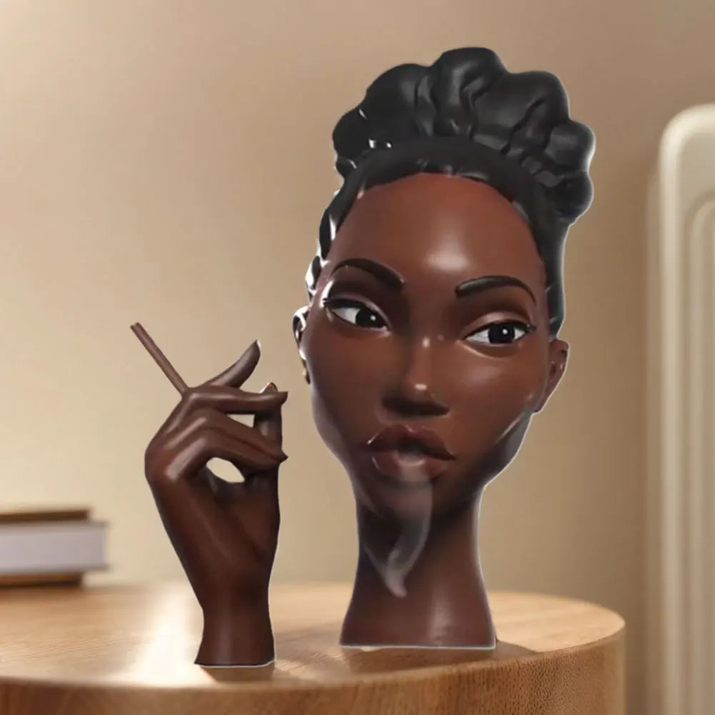 Head Incense Burner Black Women Face